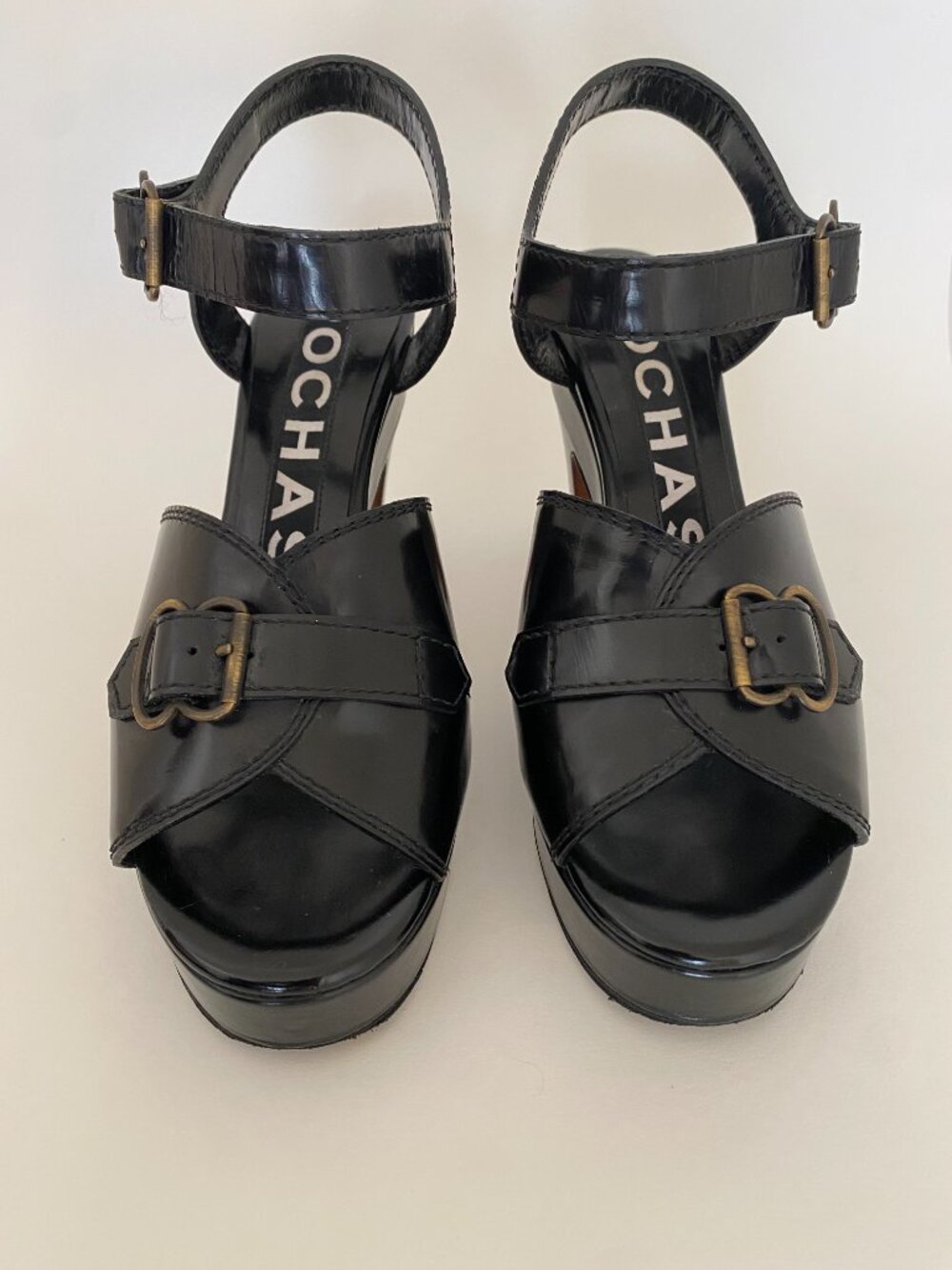 ROCHAS plateau high heel sandals black